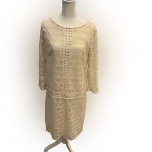London Times Cream Lace Dress, size 12